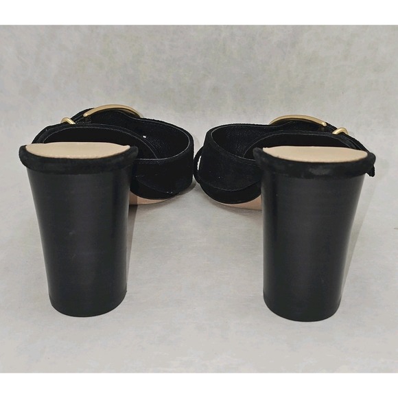 NWOB Veronica Beard Griddley Black Suede Buckle Block Heel Sandals Size 7 - Picture 4 of 11